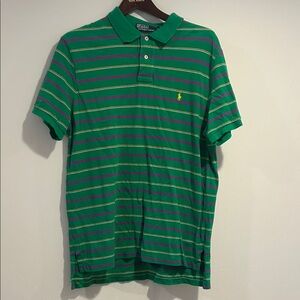 Polo by Ralph Lauren Green and Purple Striped Polo Shirt